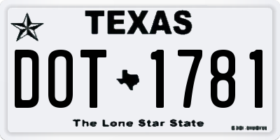 TX license plate DOT1781