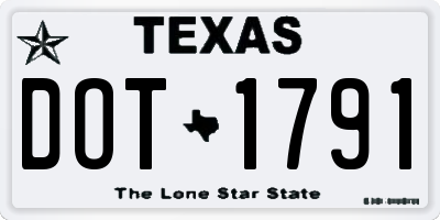 TX license plate DOT1791