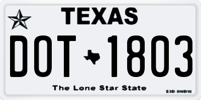 TX license plate DOT1803