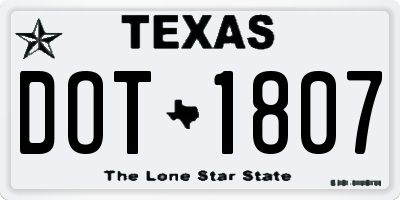TX license plate DOT1807