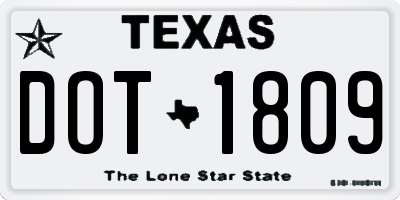 TX license plate DOT1809