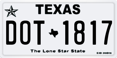 TX license plate DOT1817