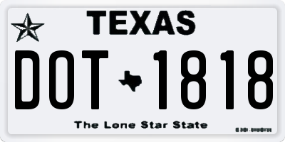 TX license plate DOT1818