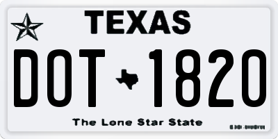 TX license plate DOT1820