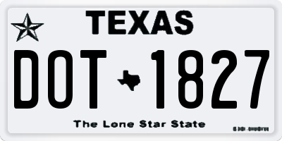 TX license plate DOT1827