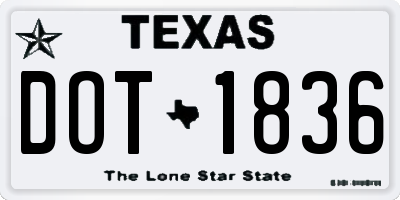 TX license plate DOT1836