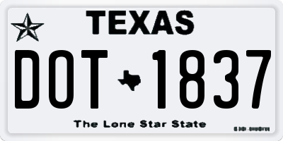 TX license plate DOT1837