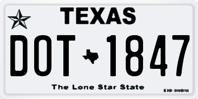 TX license plate DOT1847