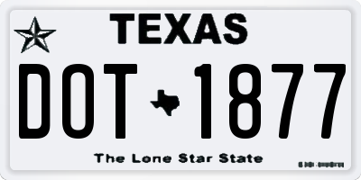TX license plate DOT1877