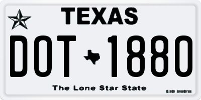 TX license plate DOT1880