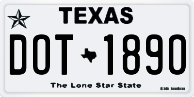 TX license plate DOT1890
