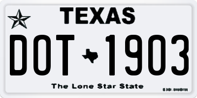TX license plate DOT1903