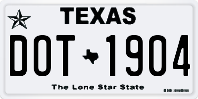 TX license plate DOT1904