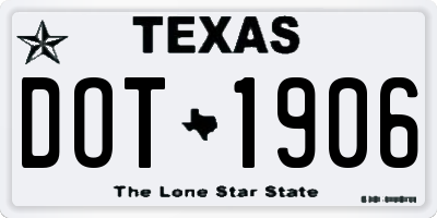 TX license plate DOT1906