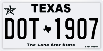 TX license plate DOT1907