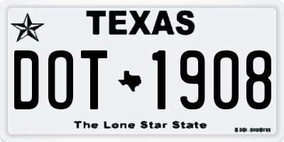 TX license plate DOT1908