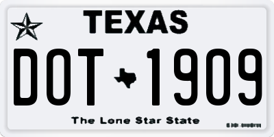 TX license plate DOT1909