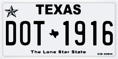 TX license plate DOT1916