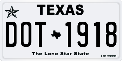 TX license plate DOT1918