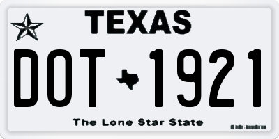 TX license plate DOT1921