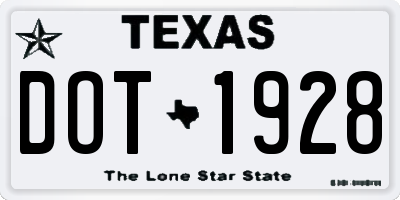TX license plate DOT1928