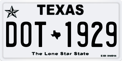 TX license plate DOT1929