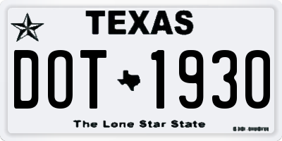 TX license plate DOT1930