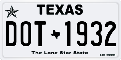 TX license plate DOT1932