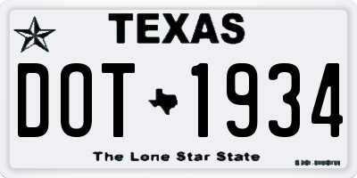 TX license plate DOT1934