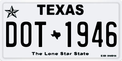 TX license plate DOT1946