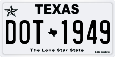 TX license plate DOT1949