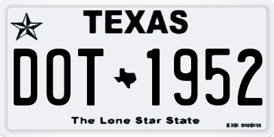 TX license plate DOT1952