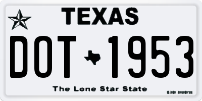 TX license plate DOT1953