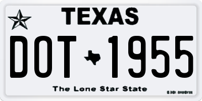 TX license plate DOT1955