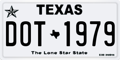 TX license plate DOT1979