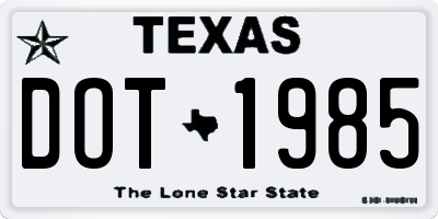 TX license plate DOT1985