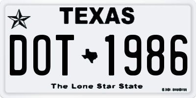 TX license plate DOT1986