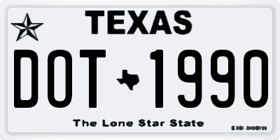 TX license plate DOT1990