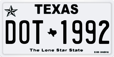 TX license plate DOT1992