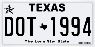 TX license plate DOT1994