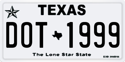 TX license plate DOT1999