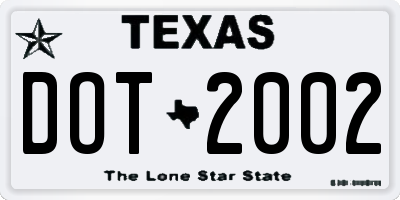 TX license plate DOT2002