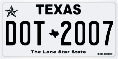 TX license plate DOT2007