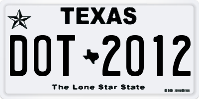 TX license plate DOT2012