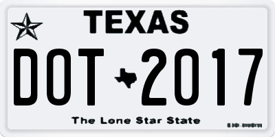 TX license plate DOT2017