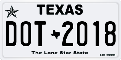 TX license plate DOT2018