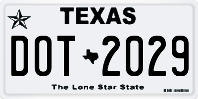 TX license plate DOT2029