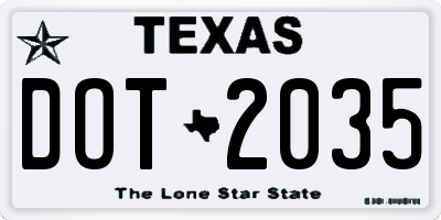 TX license plate DOT2035