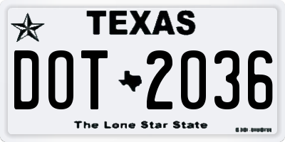 TX license plate DOT2036