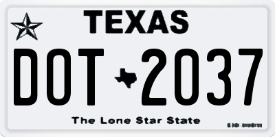 TX license plate DOT2037